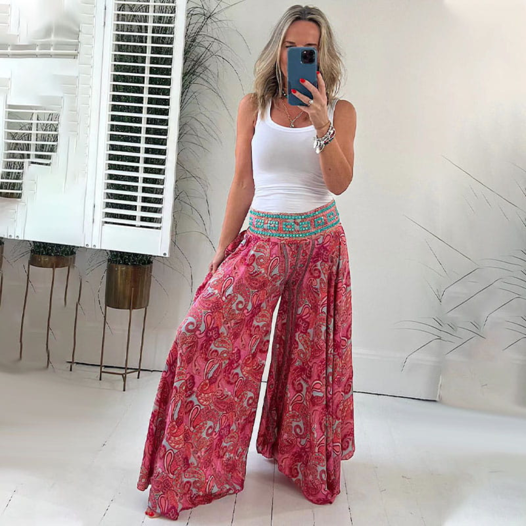 Elena soepele broek met etnische print