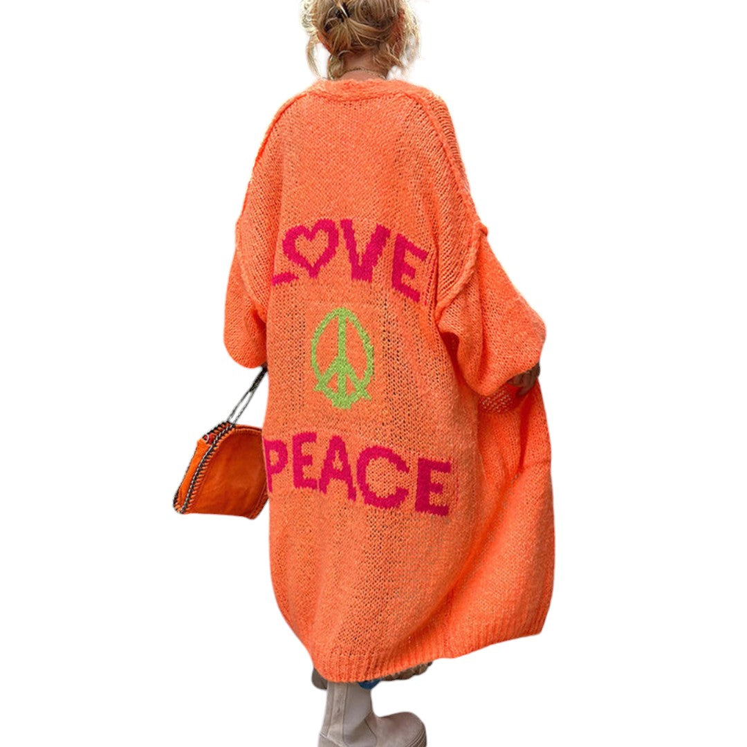 Lydia - Stijlvol Gebreid Vest met Peace Symbool